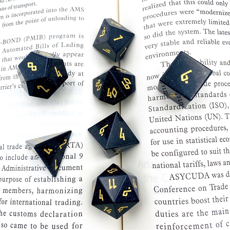 Custom Marble Dice Set, Personalized Engraved Polyhedral Marble Dice Set