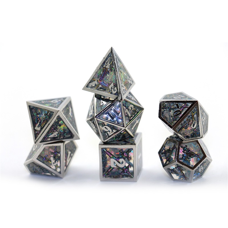 Custom Semi-Transparent Metal Dice | Personalized Hollow Metal RPG Dice Set Manufacturer