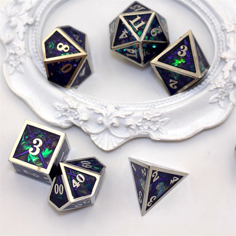 Custom Semi-Transparent Metal Dice | Personalized Hollow Metal RPG Dice Set Manufacturer