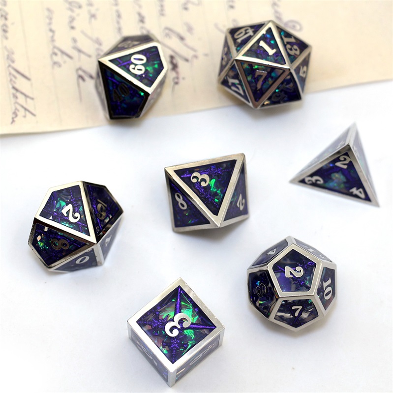 Custom Semi-Transparent Metal Dice | Personalized Hollow Metal RPG Dice Set Manufacturer